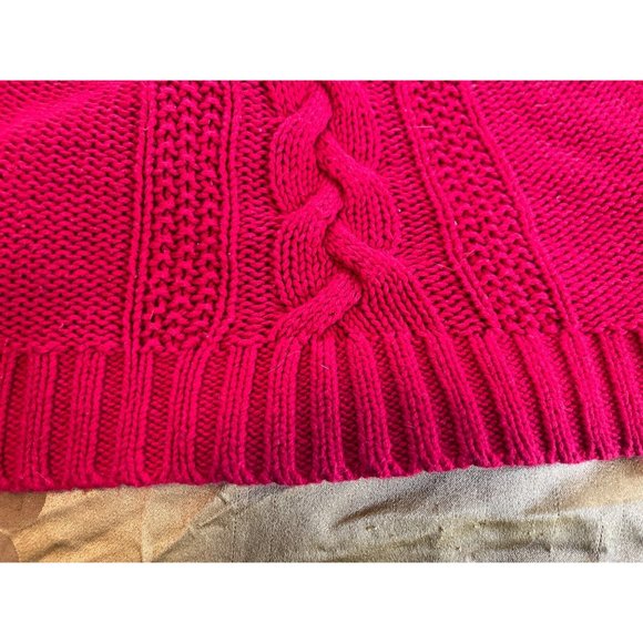 Chaps Sweater XL Red Cable Knit Front High Neck Acrylic Cotton Blend - Picture 6 of 8